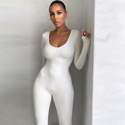 Basic Bodycon Jumpsuit for Women‘S Clothing Casual Brown Fitness Rompers 2023 Y2K Playsuit Activity Streetwear Overalls